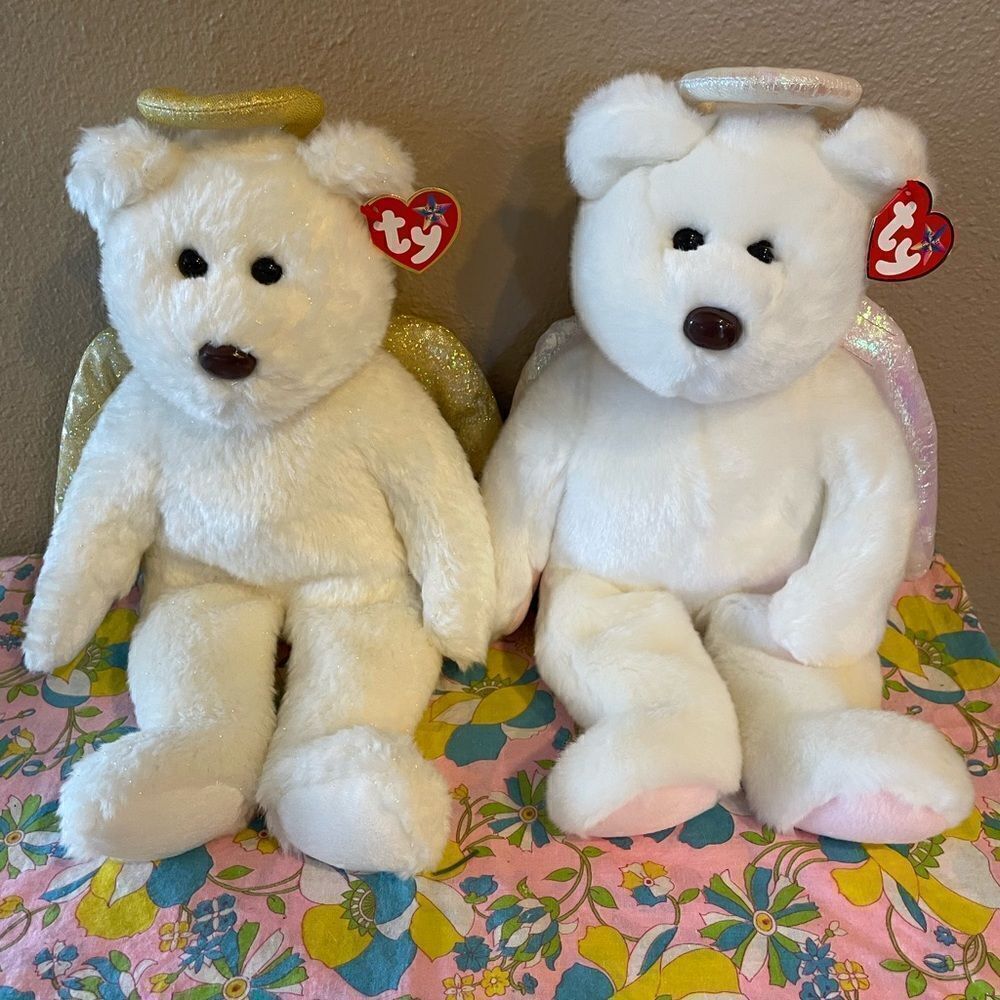 TY Halo and Halo II Beanie Buddies Angel Bears